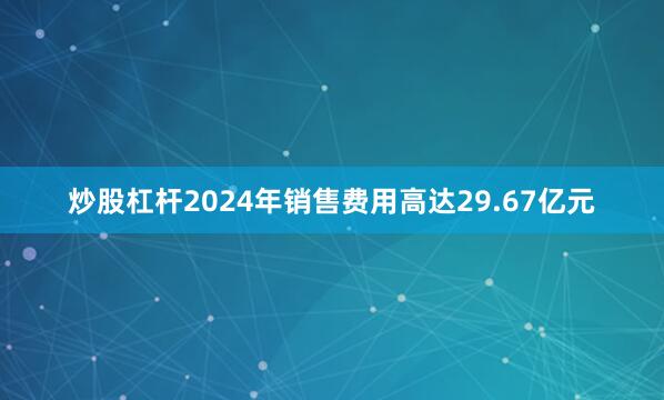 炒股杠杆2024年销售费用高达29.67亿元